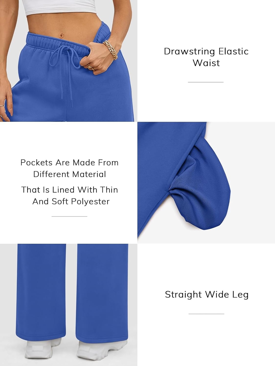 image:imageATHMILE Womens Sweatpants 2026 Fall Baggy Wide Leg Sweatpant Fleece Lined Straight Leg Sweat PantsBlue