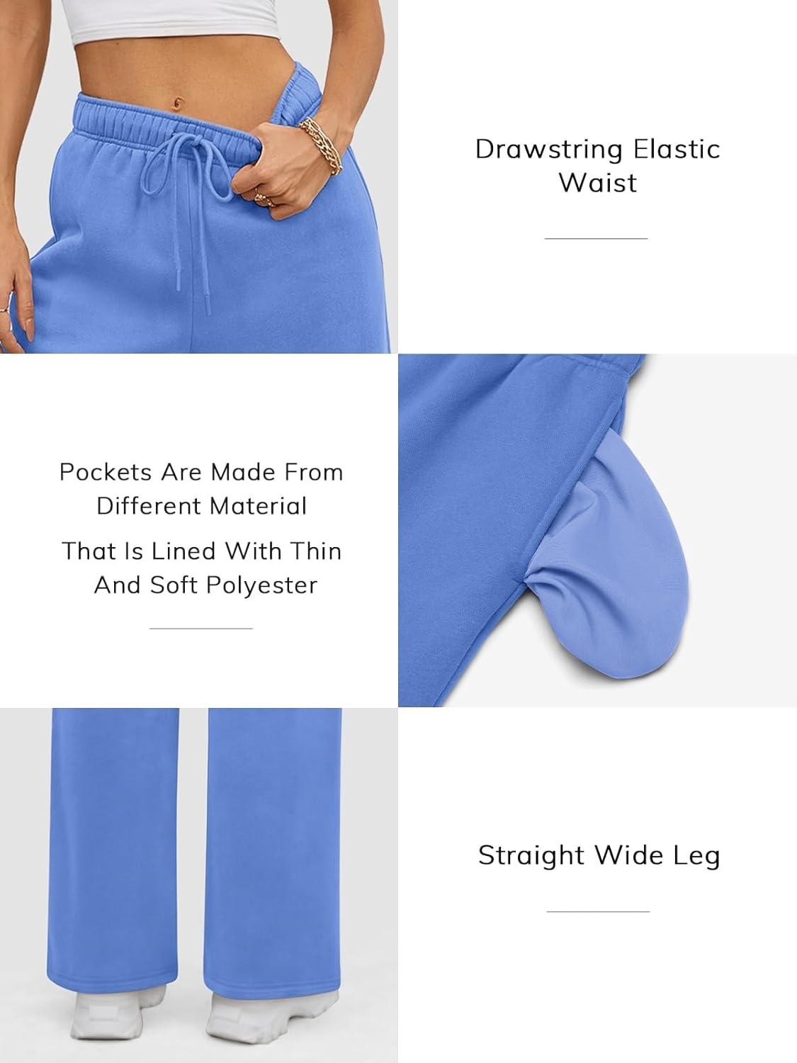 image:imageATHMILE Womens Sweatpants 2026 Fall Baggy Wide Leg Sweatpant Fleece Lined Straight Leg Sweat PantsGray Blue