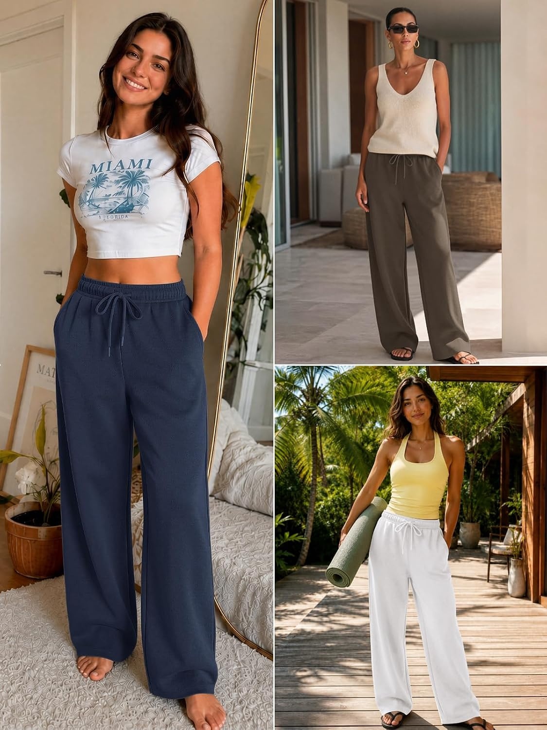 image:imageATHMILE Womens Sweatpants 2026 Fall Baggy Wide Leg Sweatpant Fleece Lined Straight Leg Sweat PantsLightweightblack