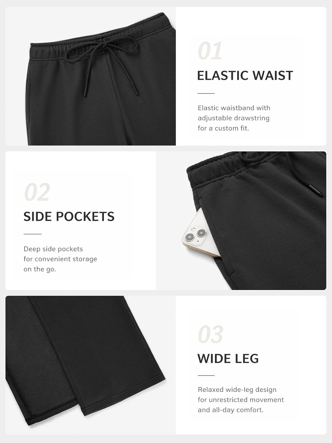 image:imageATHMILE Womens Sweatpants 2026 Fall Baggy Wide Leg Sweatpant Fleece Lined Straight Leg Sweat PantsLightweightblack