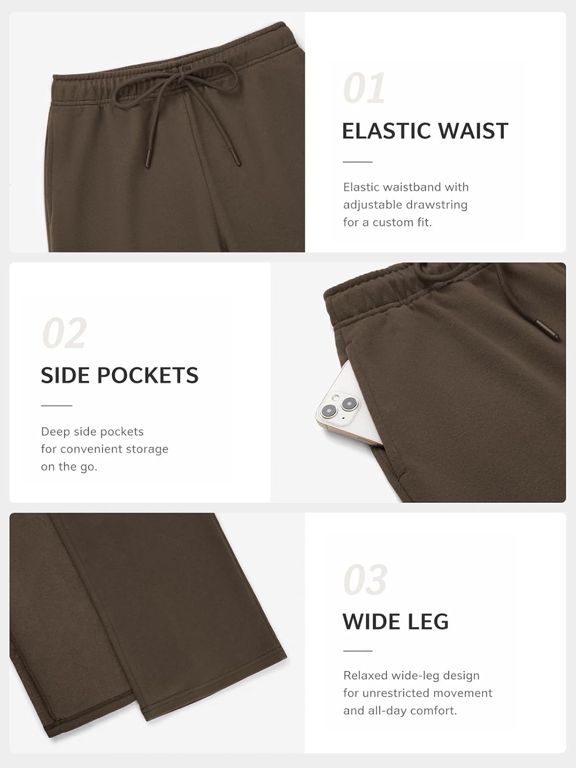 image:imageATHMILE Womens Sweatpants 2026 Fall Baggy Wide Leg Sweatpant Fleece Lined Straight Leg Sweat PantsLightweightcoffee