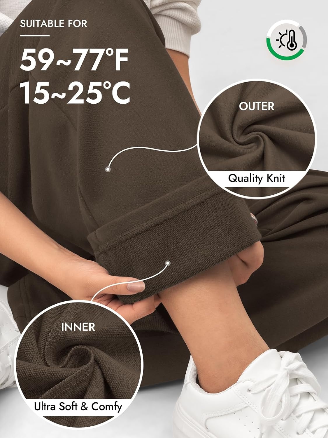 image:imageATHMILE Womens Sweatpants 2026 Fall Baggy Wide Leg Sweatpant Fleece Lined Straight Leg Sweat PantsLightweightcoffee