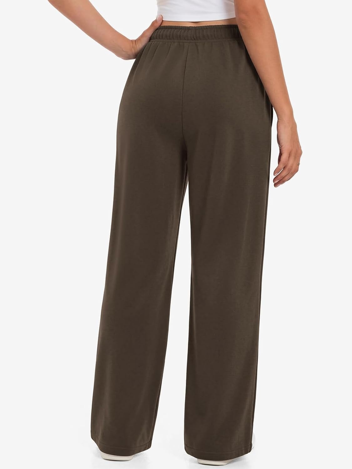 image:imageATHMILE Womens Sweatpants 2026 Fall Baggy Wide Leg Sweatpant Fleece Lined Straight Leg Sweat PantsLightweightcoffee