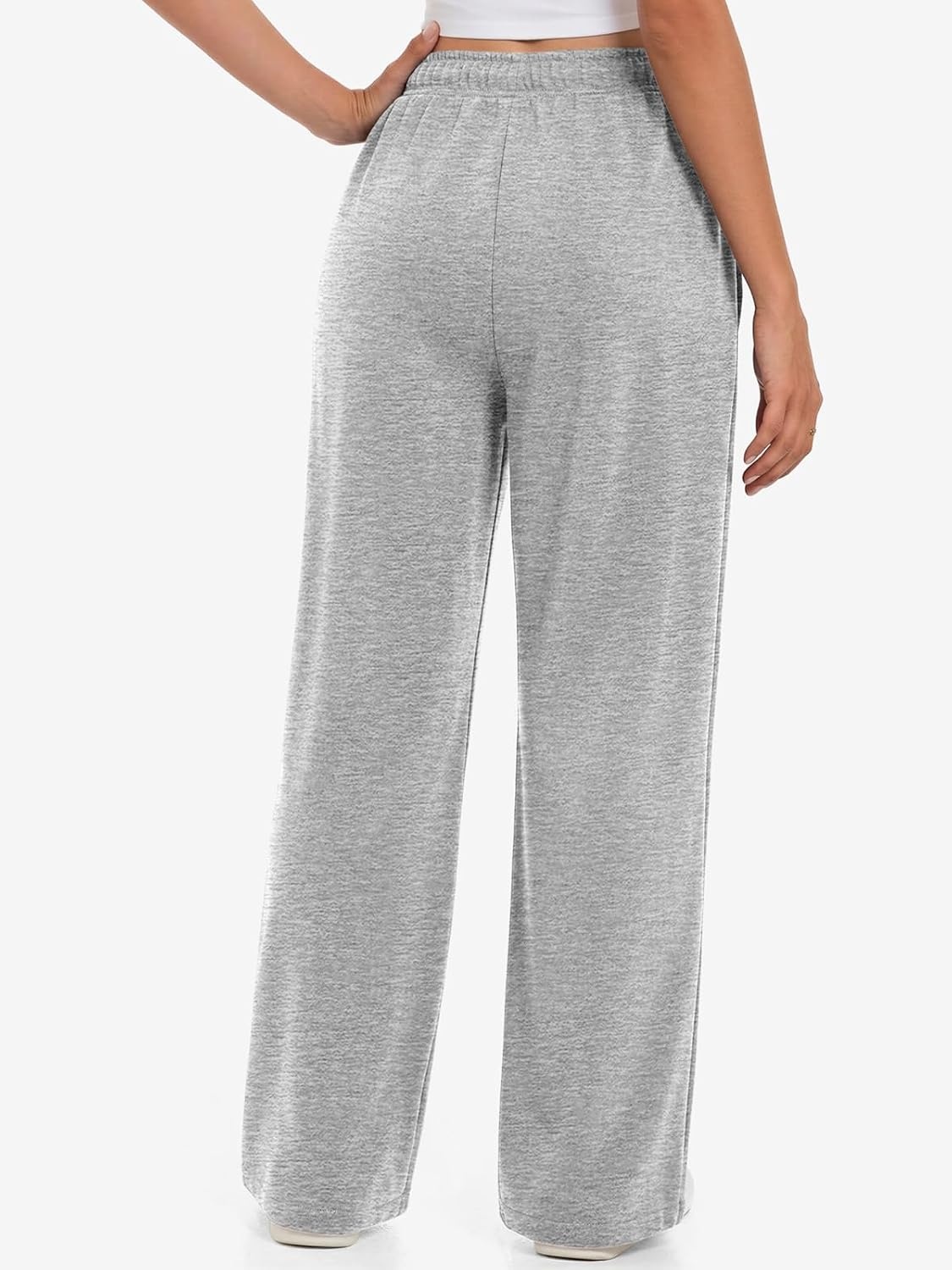 image:imageATHMILE Womens Sweatpants 2026 Fall Baggy Wide Leg Sweatpant Fleece Lined Straight Leg Sweat PantsLightweightgrey