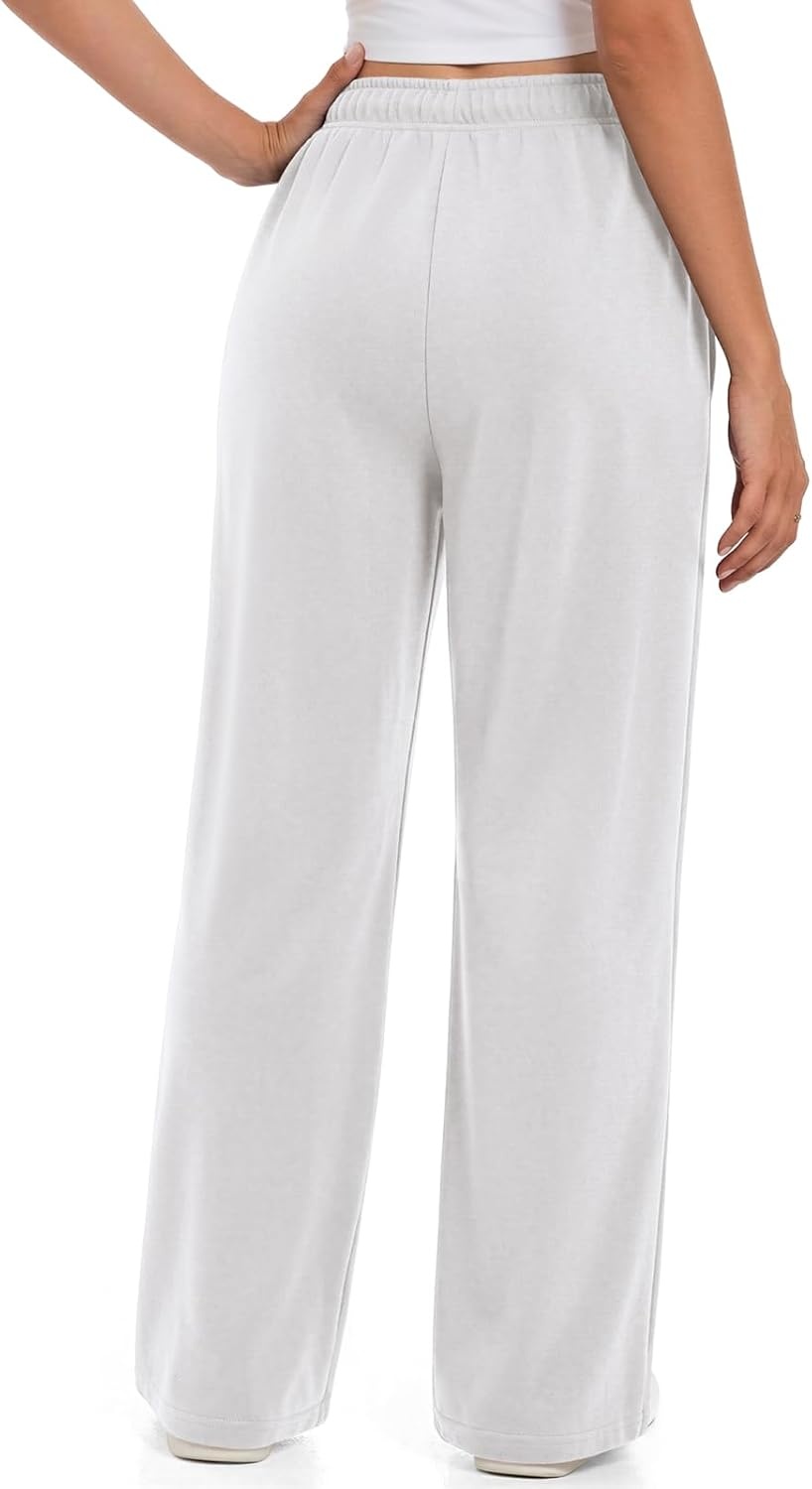 image:imageATHMILE Womens Sweatpants 2026 Fall Baggy Wide Leg Sweatpant Fleece Lined Straight Leg Sweat PantsLightweightwhite