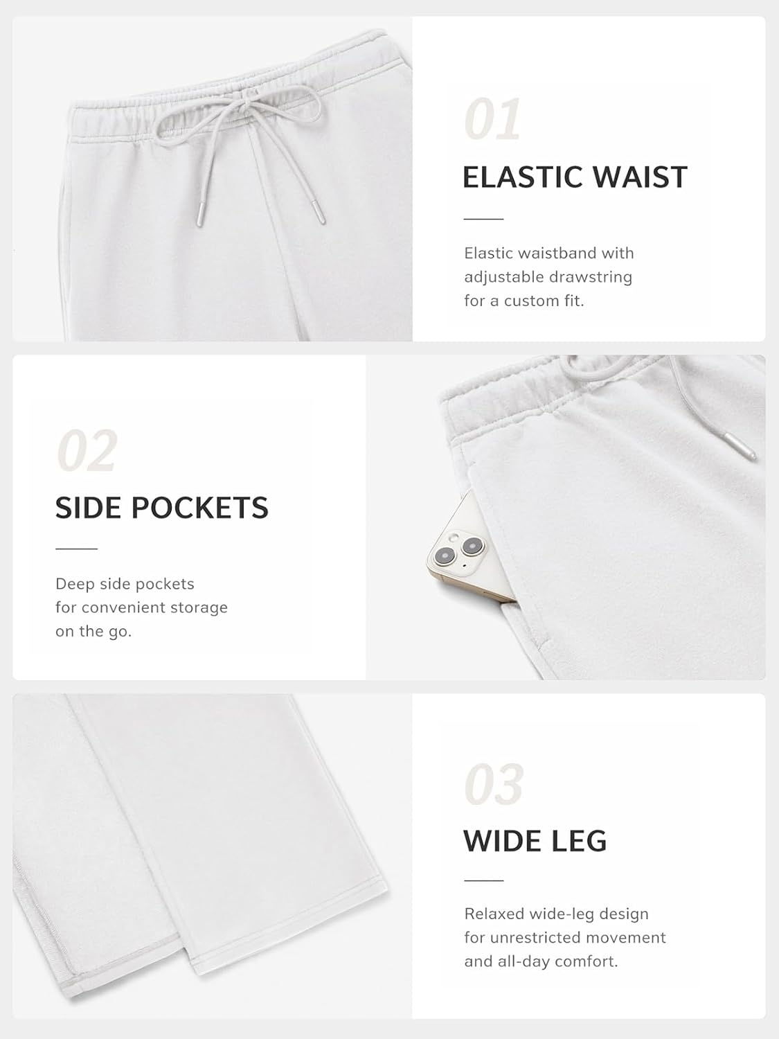 image:imageATHMILE Womens Sweatpants 2026 Fall Baggy Wide Leg Sweatpant Fleece Lined Straight Leg Sweat PantsLightweightwhite