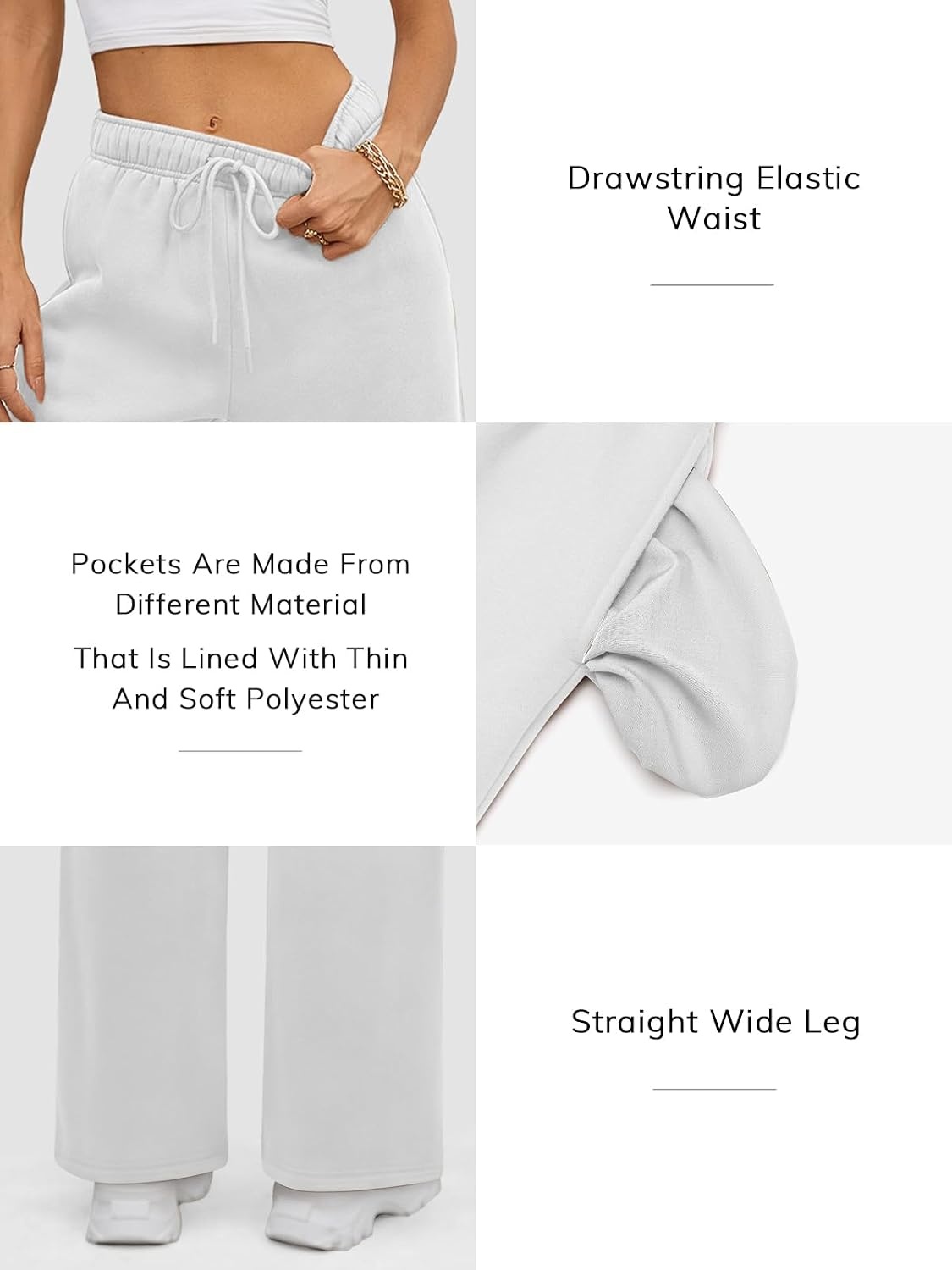 image:imageATHMILE Womens Sweatpants 2026 Fall Baggy Wide Leg Sweatpant Fleece Lined Straight Leg Sweat PantsWhite
