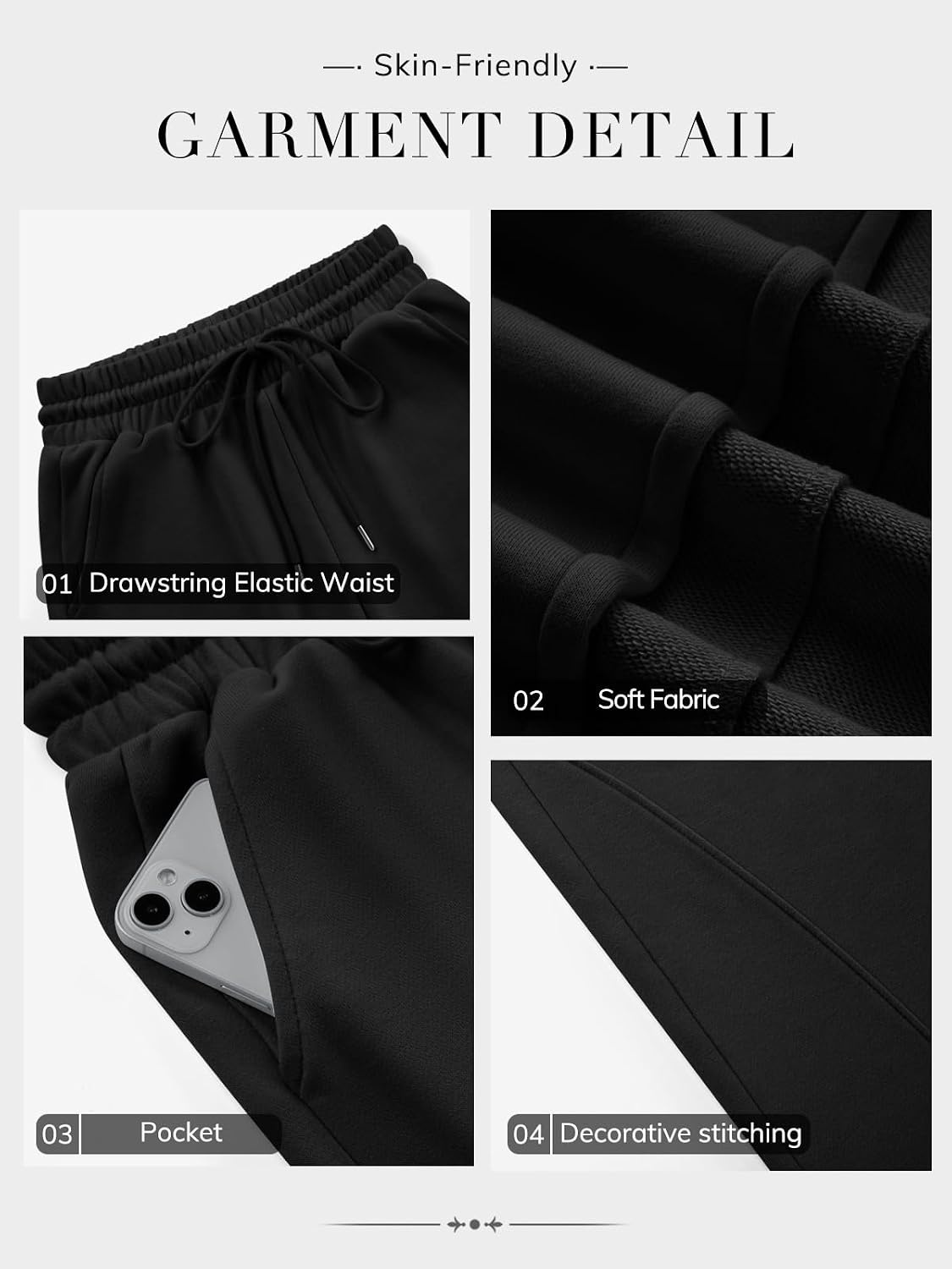 image:imageATHMILE Womens Sweatpants Wide Leg Baggy High Waist Y2K Pants Fall Winter Spring Joggers Clothes with PocketsBlack