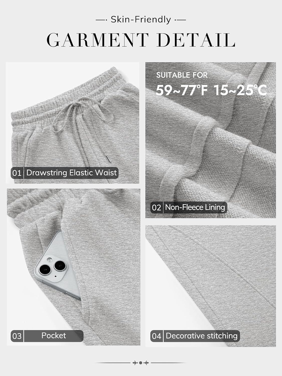 image:imageATHMILE Womens Sweatpants Wide Leg Baggy High Waist Y2K Pants Fall Winter Spring Joggers Clothes with PocketsGrey