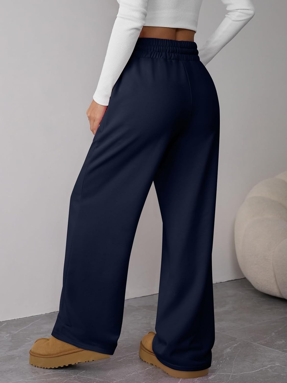 image:imageATHMILE Womens Sweatpants Wide Leg Baggy High Waist Y2K Pants Fall Winter Spring Joggers Clothes with PocketsNavy Blue