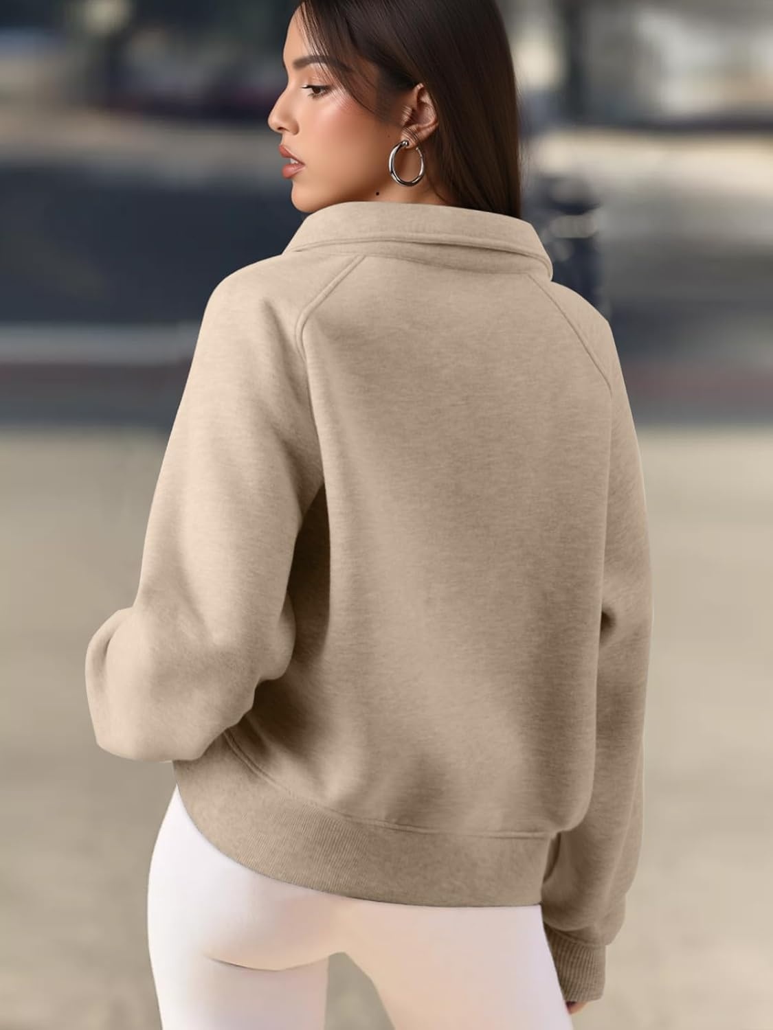 image:imageATHMILE Womens Sweatshirts Half Zip Cropped Pullover Fleece Quarter Zipper Hoodies 2026 Fall Fashion Outfits ClothesCoffeegrey