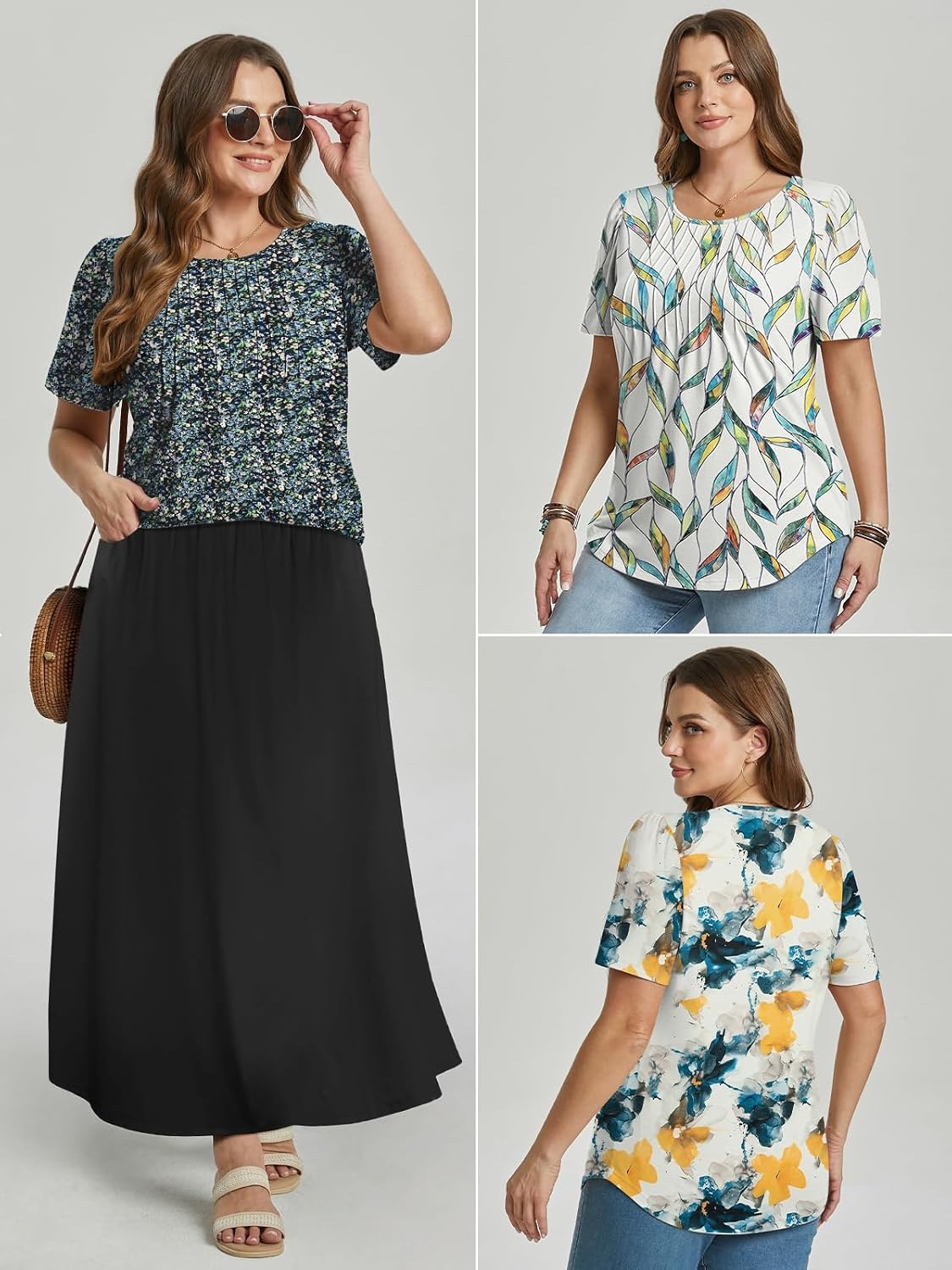 image:imageATHMILE Womens T Shirts Short Sleeve Summer Tops Pleated Dressy Casual Blouses Spring Clothes Beach Vacation 2026Black