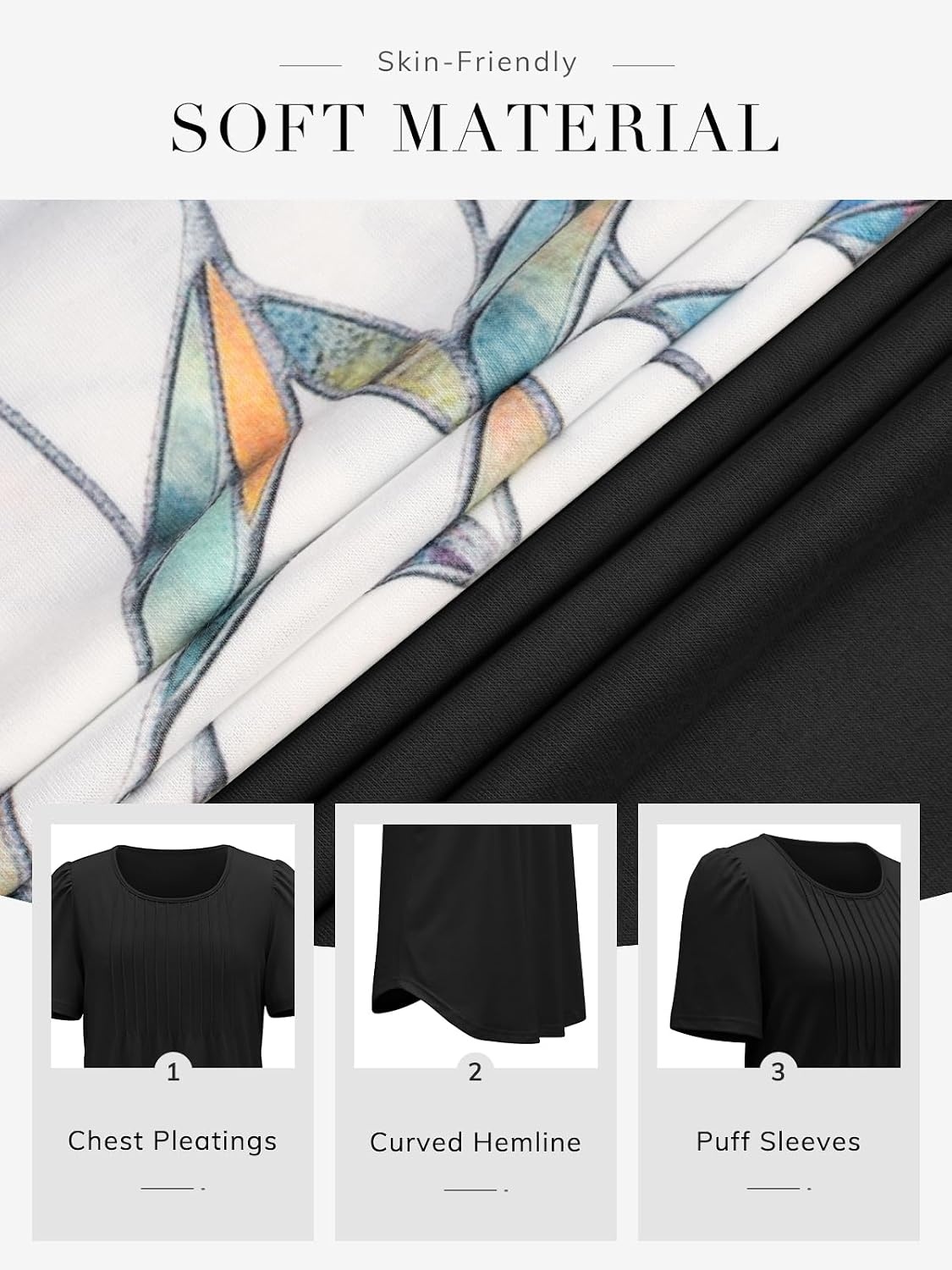 image:imageATHMILE Womens T Shirts Short Sleeve Summer Tops Pleated Dressy Casual Blouses Spring Clothes Beach Vacation 2026Black