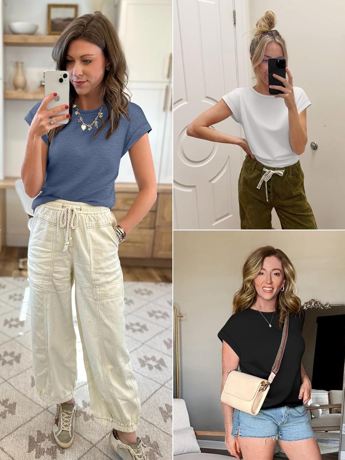 image:imageATHMILE Womens Tops Summer Basic T Shirts Business Casual Loose Fit Cap Sleeve Tee Cute Clothes Trendy Fashion Outfits Light Green