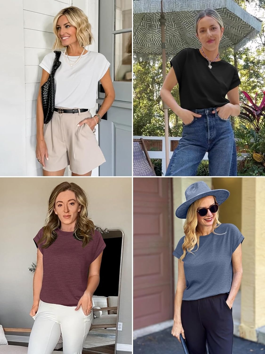 image:imageATHMILE Womens Tops Summer Basic T Shirts Business Casual Loose Fit Cap Sleeve Tee Cute Clothes Trendy Fashion Outfits Light Green