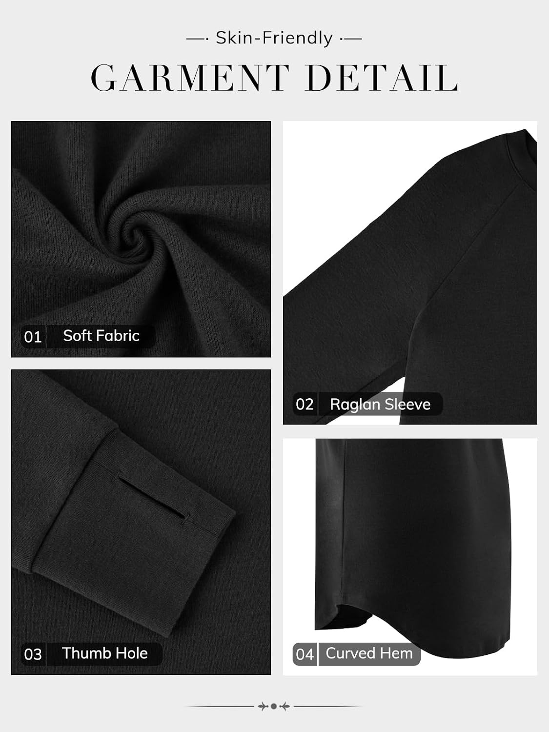 image:imageATHMILE Womens Tunic Tops Long Sleeve Thumb Hole Shirts Fall Sweater Crew Neck Winter Fashion Clothes 2025Black