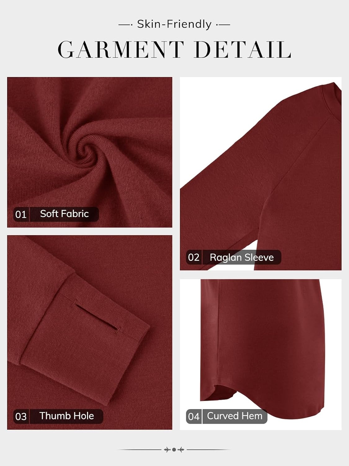 image:imageATHMILE Womens Tunic Tops Long Sleeve Thumb Hole Shirts Fall Sweater Crew Neck Winter Fashion Clothes 2025Wine Red