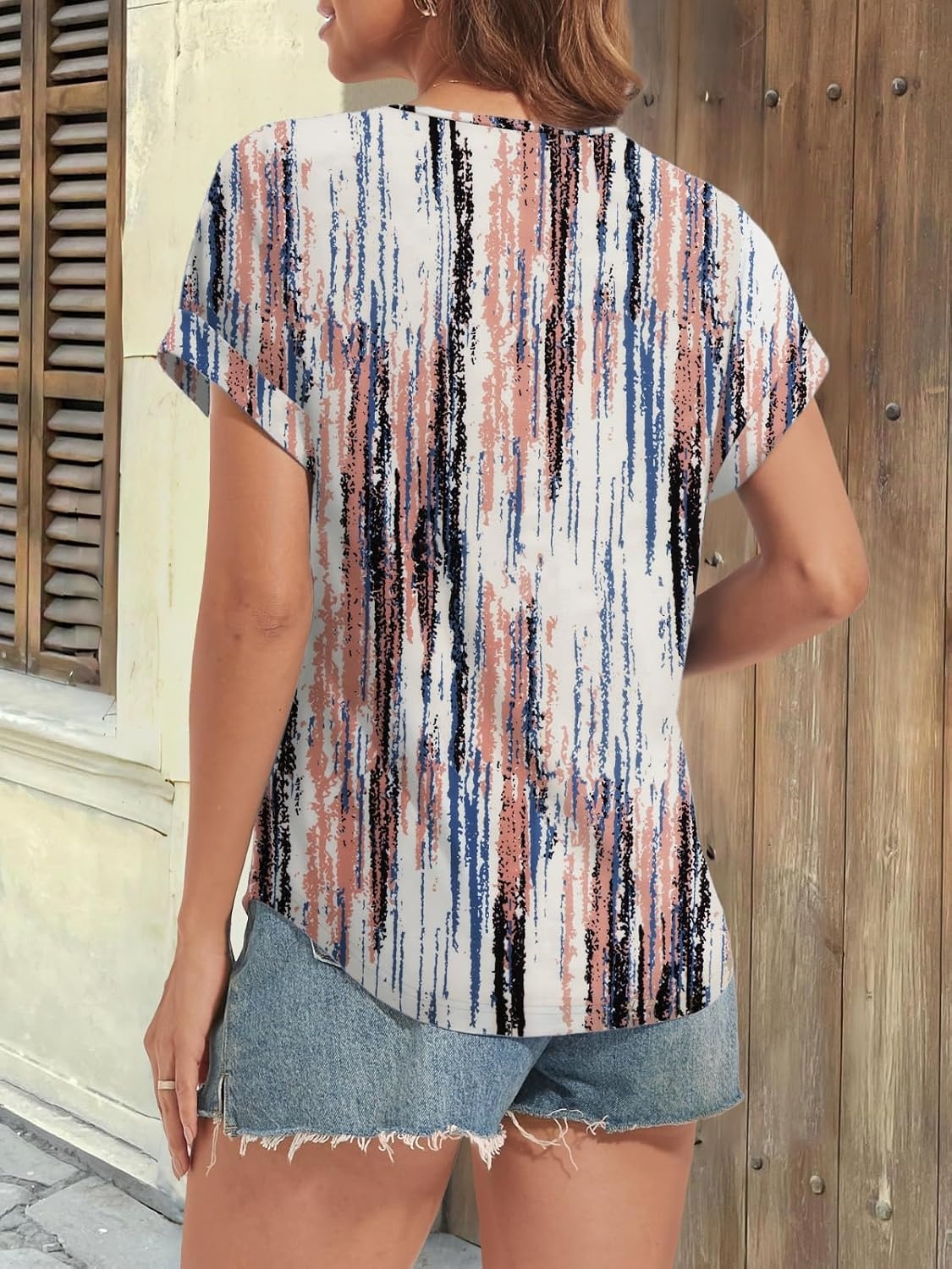 image:imageATHMILE Womens Tunics Loose Fit Dressy Blouses Summer Short Sleeve Tops with Curved Hem Beach Vacation Clothes for WomenTie Dye