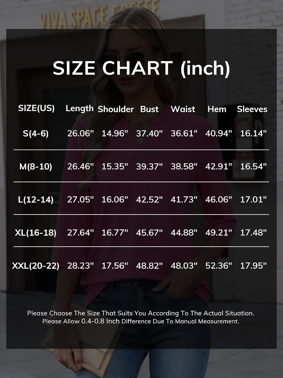 image:imageATHMILE Womens V Neck 34 Sleeve T Shirts Spring Summer Tops Tunic Casual Tees Henley Beach Vacation Basic Fashion ClothesHalfblack