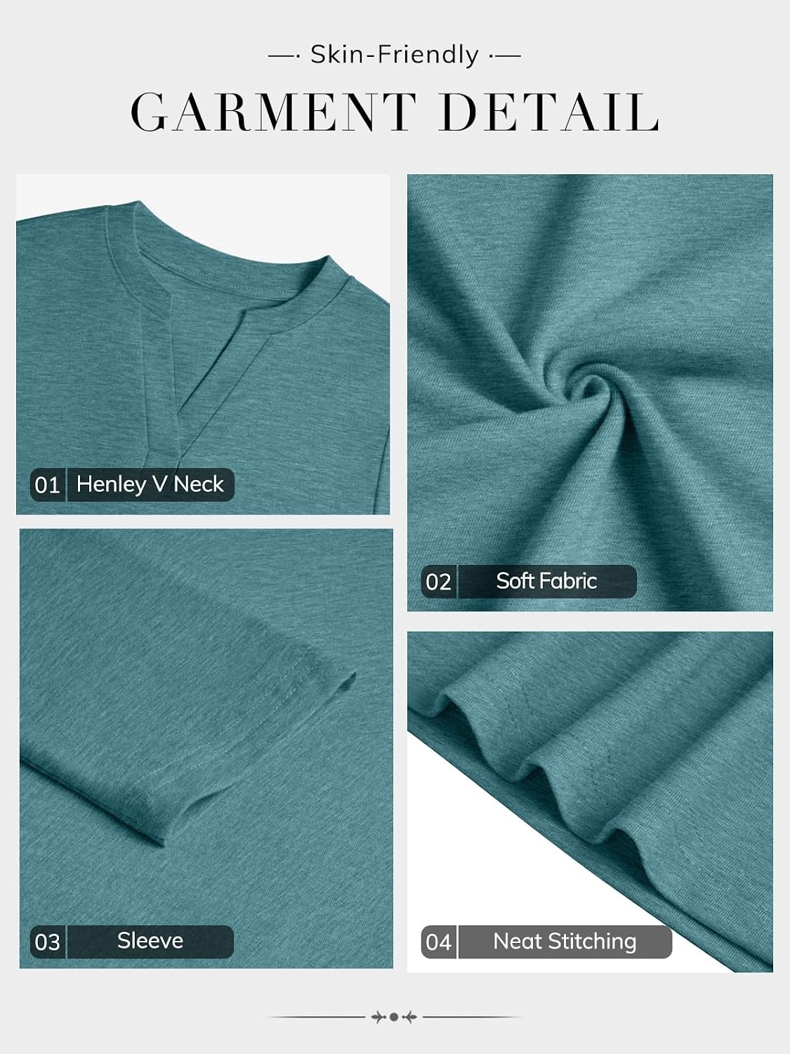 image:imageATHMILE Womens V Neck 34 Sleeve T Shirts Spring Summer Tops Tunic Casual Tees Henley Beach Vacation Basic Fashion ClothesLongteal Green