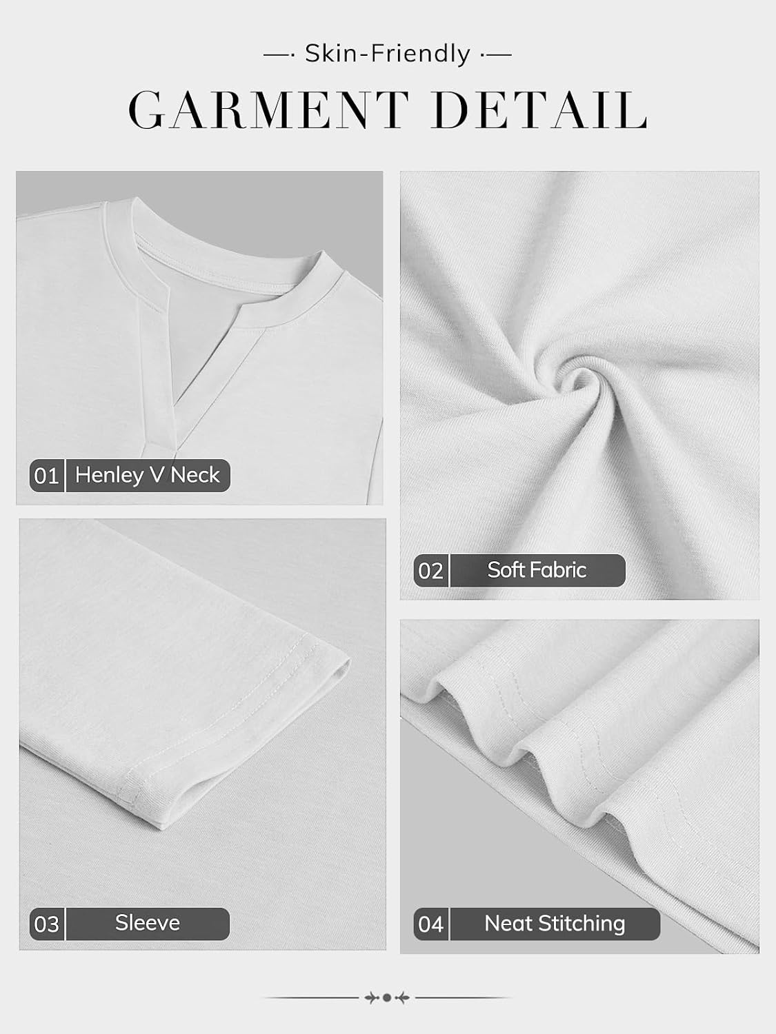 image:imageATHMILE Womens V Neck 34 Sleeve T Shirts Spring Summer Tops Tunic Casual Tees Henley Beach Vacation Basic Fashion ClothesLongwhite
