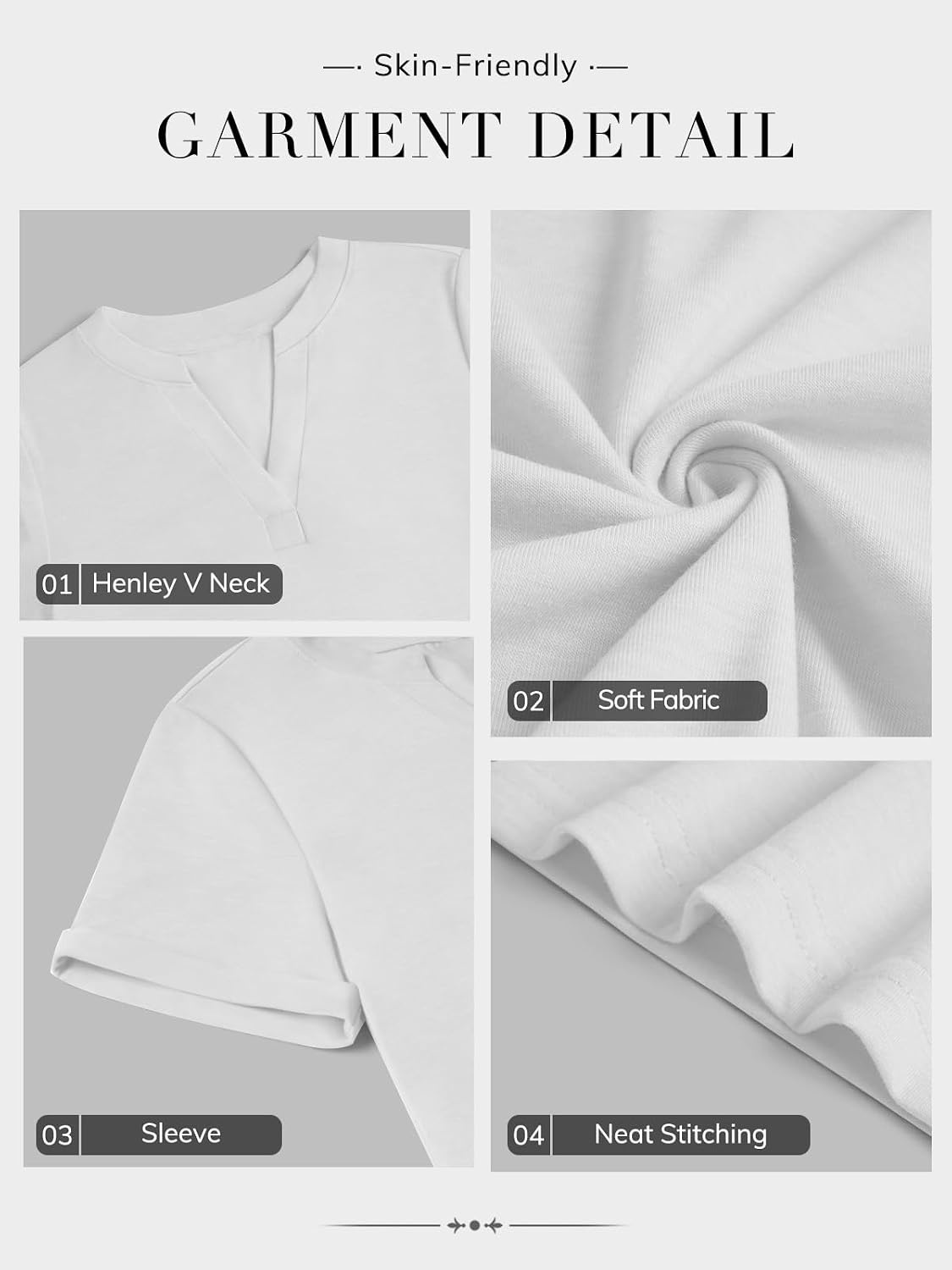 image:imageATHMILE Womens V Neck 34 Sleeve T Shirts Spring Summer Tops Tunic Casual Tees Henley Beach Vacation Basic Fashion ClothesShortwhite