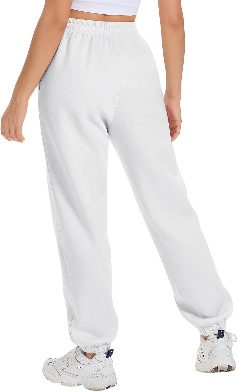 image:imageATHMILE Yoga Pants with Pockets for Women Sweatpants Joggers Fleece Lined Baggy Cargo Work Lounge Snow High Waisted Fall Fashion White