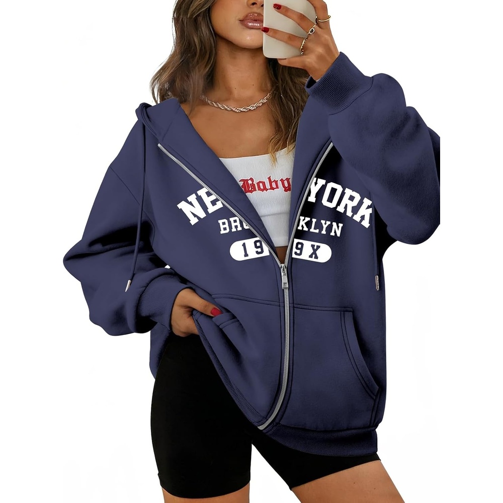 image:imageATHMILE Oversized Hoodies for Women Fall Sweatshirts Zip Up Hoodie Casual Jackets Y2k Fashion Outfits Winter Clothes 2026Nnavy