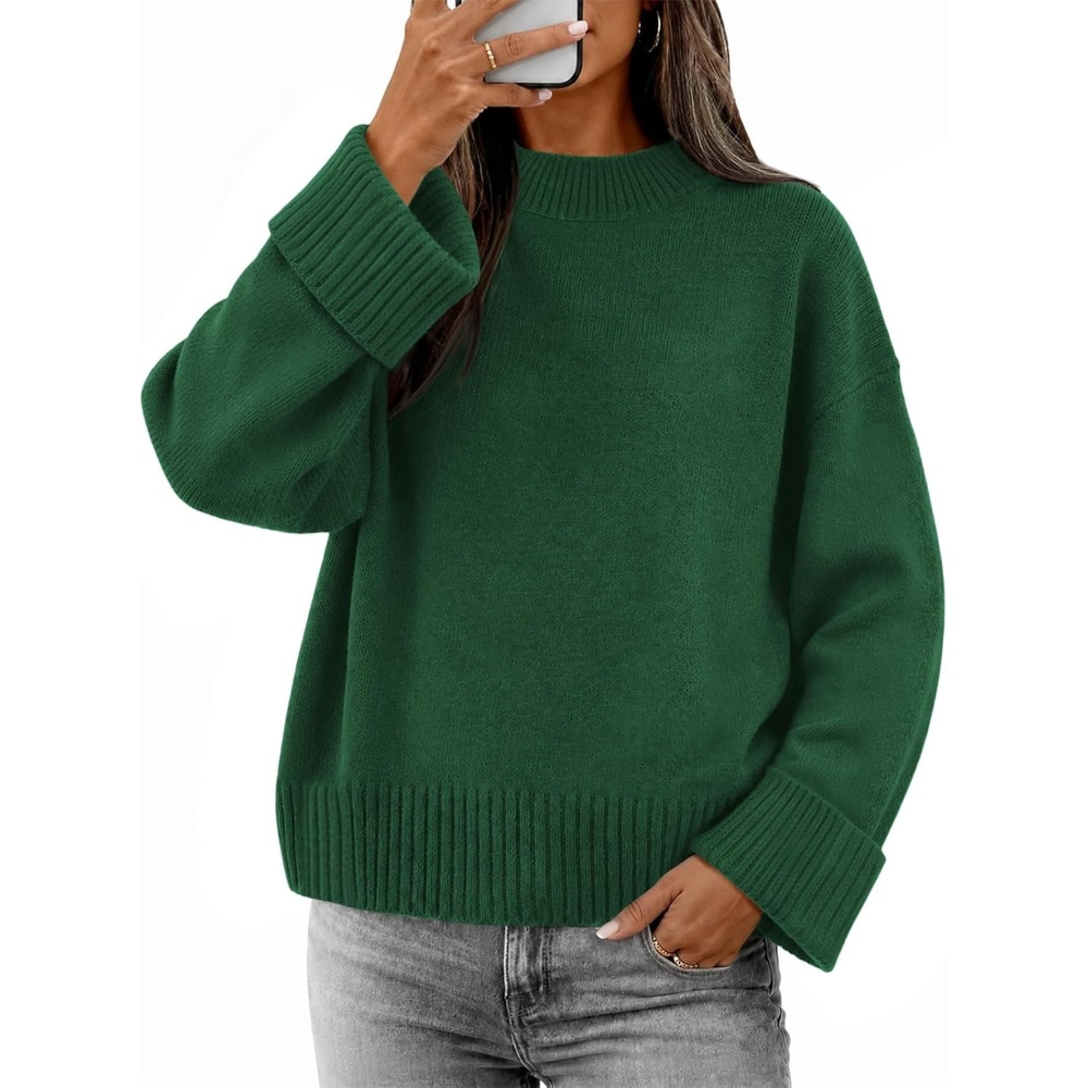 image:imageATHMILE Sweaters for Women 2026 Fall Fashion Outfits Long Sleeve Loose Casual Crewneck Ribbed Knit Pullover Winter ClothesGreen