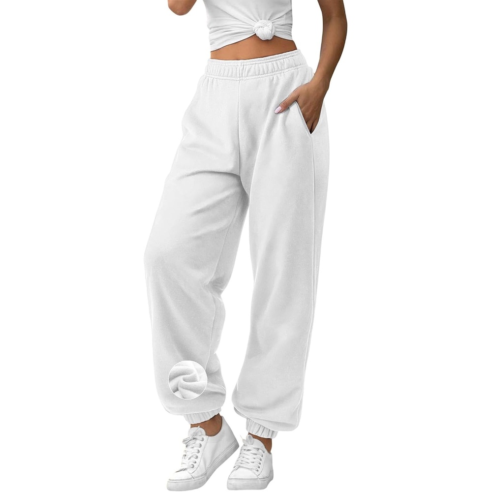image:imageATHMILE Sweatpants Women Baggy Lounge Pants Workout Gym Active High Waisted Comfy Joggers for Women Fall Clothes 2026Fleecewhite