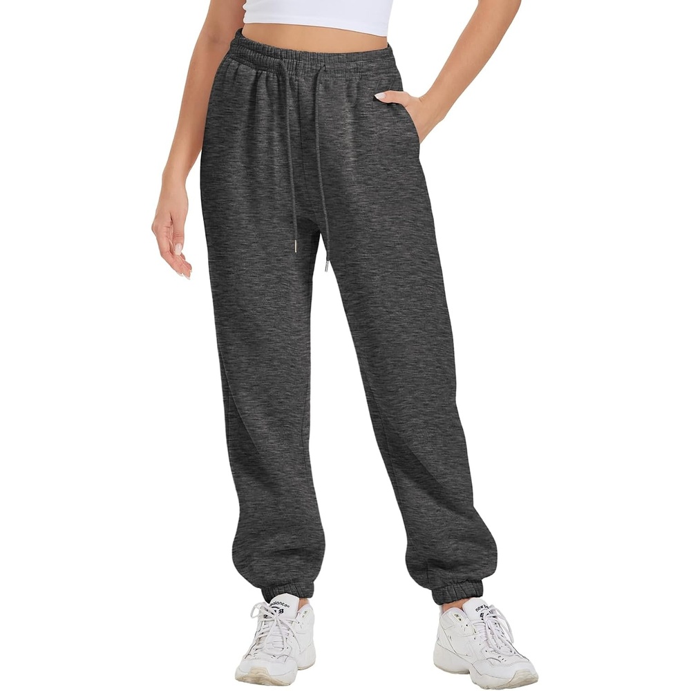 image:imageATHMILE Sweatpants Women Fall Fashion Baggy High Waisted Sweat Pants Winter Fleece Lined Lounge Joggers with Pockets 2026Black Grey