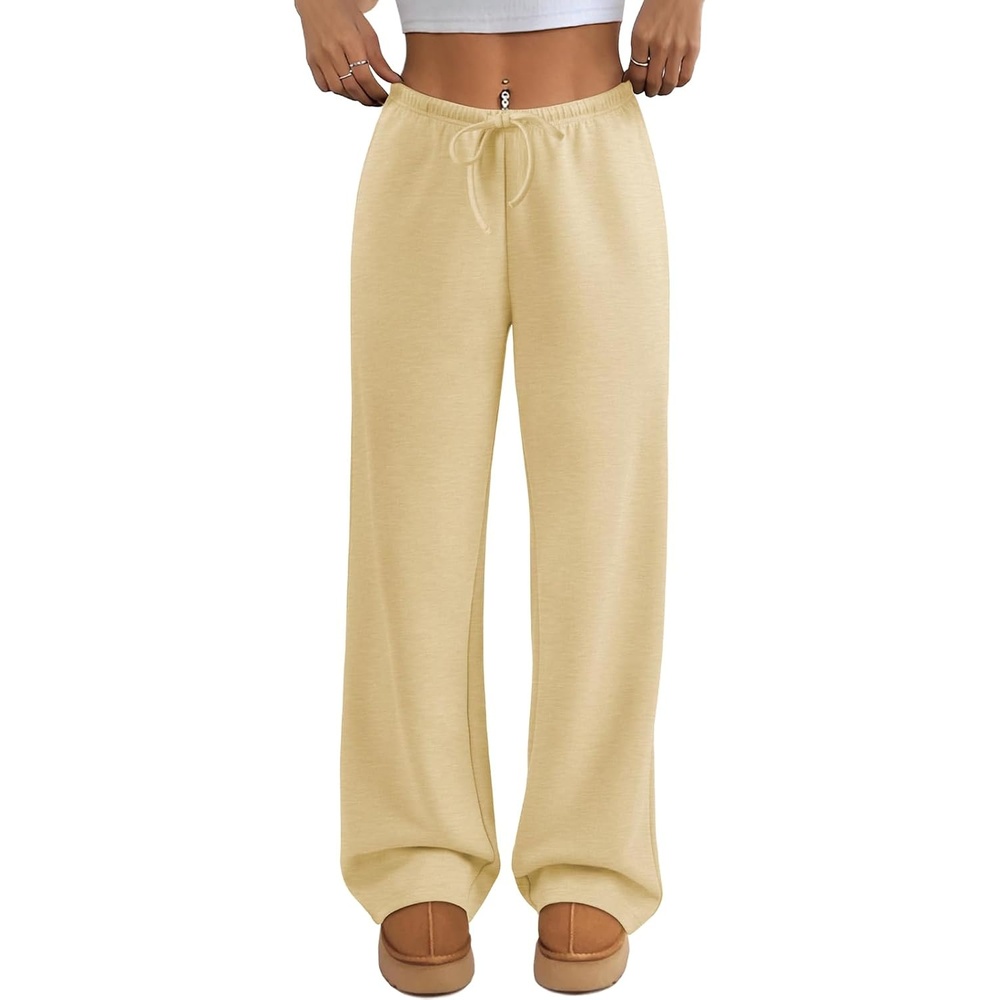 image:imageATHMILE Womens Sweatpants Wide Leg Barrel Pants Baggy Joggers Low Waist Fall Fashion Winter Clothing Pockets 2026Apricot