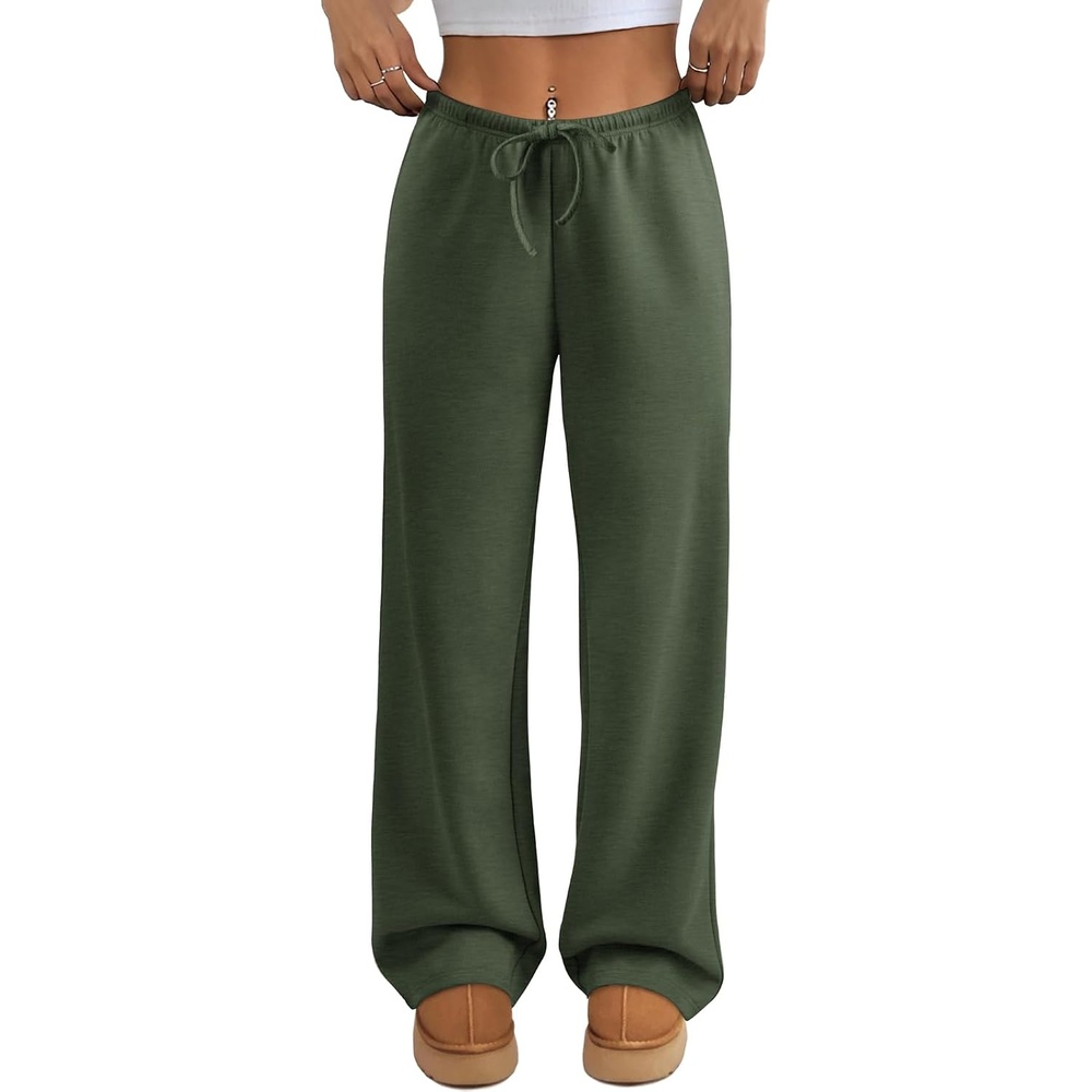 image:imageATHMILE Womens Sweatpants Wide Leg Barrel Pants Baggy Joggers Low Waist Fall Fashion Winter Clothing Pockets 2026Army Green