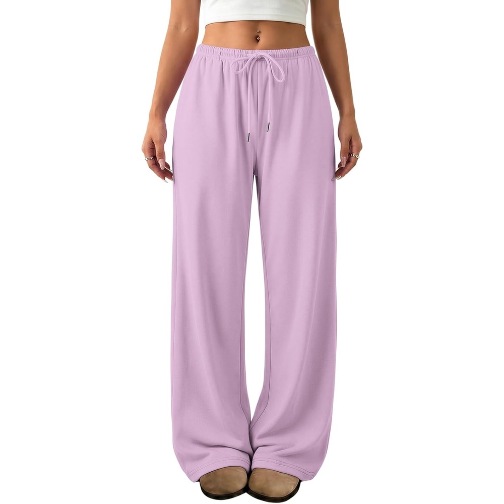 image:imageATHMILE Womens Wide Leg Sweatpants Low Rise Baggy Pants Fall Fashion Lounge Lightweight Sweat Pants with PocketsPurple