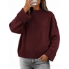 image:imageATHMILE Sweaters for Women 2026 Fall Fashion Outfits Long Sleeve Loose Casual Crewneck Ribbed Knit Pullover Winter ClothesWine Red
