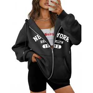 ATHMILE Oversized Hoodies for Women Fall Sweatshirts Zip Up Hoodie Casual Jackets Y2k Fashion Outfits Winter Clothes 2026(N-black)