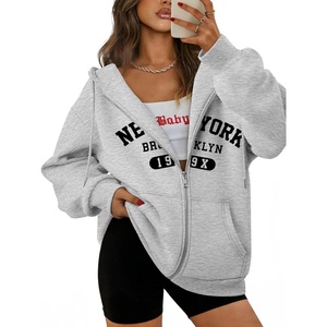 ATHMILE Oversized Hoodies for Women Fall Sweatshirts Zip Up Hoodie Casual Jackets Y2k Fashion Outfits Winter Clothes 2026(N-grey)
