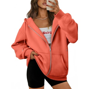 ATHMILE Oversized Hoodies for Women Fall Sweatshirts Zip Up Hoodie Casual Jackets Y2k Fashion Outfits Winter Clothes 2026(Orange)
