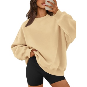 ATHMILE Oversized Sweatshirt for Women Crewneck Fleece Long Sleeve Pullover Hoodies Tops Fall Fashion Outfits Clothes(Apricot)