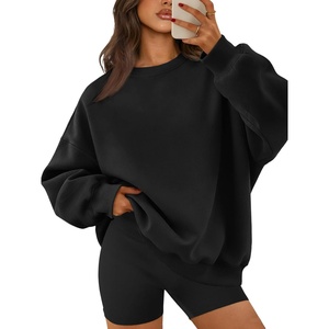 ATHMILE Oversized Sweatshirt for Women Crewneck Fleece Long Sleeve Pullover Hoodies Tops Fall Fashion Outfits Clothes(Black)