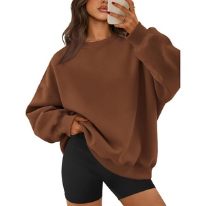 ATHMILE Oversized Sweatshirt for Women Crewneck Fleece Long Sleeve Pullover Hoodies Tops Fall Fashion Outfits Clothes(Brown)