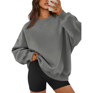 ATHMILE Oversized Sweatshirt for Women Crewneck Fleece Long Sleeve Pullover Hoodies Tops Fall Fashion Outfits Clothes(Dark Grey)
