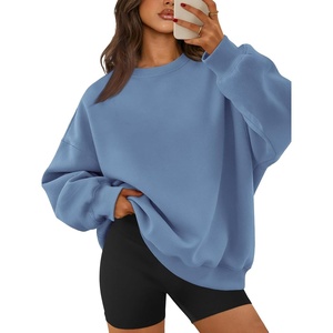 ATHMILE Oversized Sweatshirt for Women Crewneck Fleece Long Sleeve Pullover Hoodies Tops Fall Fashion Outfits Clothes(Greyblue)