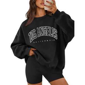 ATHMILE Oversized Sweatshirt for Women Crewneck Fleece Long Sleeve Pullover Hoodies Tops Fall Fashion Outfits Clothes(La-black)