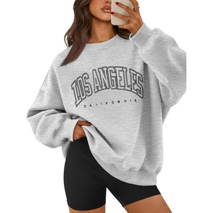 ATHMILE Oversized Sweatshirt for Women Crewneck Fleece Long Sleeve Pullover Hoodies Tops Fall Fashion Outfits Clothes(La-grey)