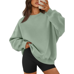 ATHMILE Oversized Sweatshirt for Women Crewneck Fleece Long Sleeve Pullover Hoodies Tops Fall Fashion Outfits Clothes(Lightgreen)