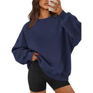 ATHMILE Oversized Sweatshirt for Women Crewneck Fleece Long Sleeve Pullover Hoodies Tops Fall Fashion Outfits Clothes(Navy Blue)