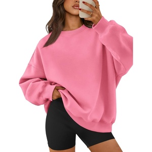 ATHMILE Oversized Sweatshirt for Women Crewneck Fleece Long Sleeve Pullover Hoodies Tops Fall Fashion Outfits Clothes(Pink)