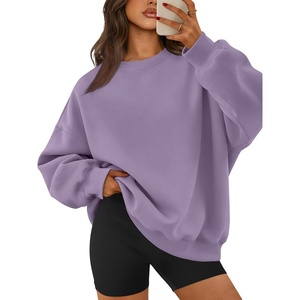 ATHMILE Oversized Sweatshirt for Women Crewneck Fleece Long Sleeve Pullover Hoodies Tops Fall Fashion Outfits Clothes(Purple)