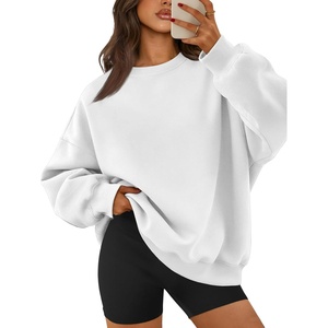 ATHMILE Oversized Sweatshirt for Women Crewneck Fleece Long Sleeve Pullover Hoodies Tops Fall Fashion Outfits Clothes(White)